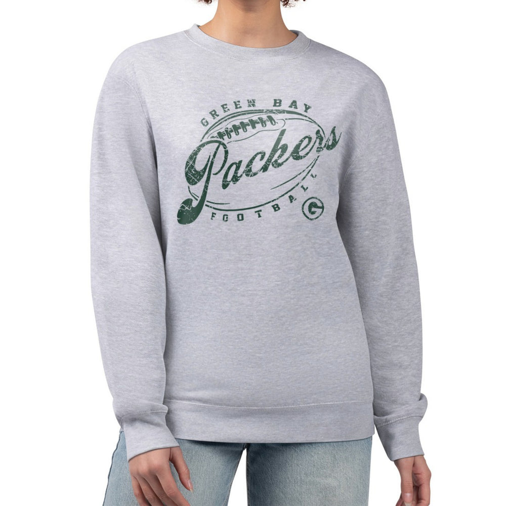 Green Bay Packers G-III 4Her by Carl Banks Women's Distressed Graphics Fleece Pullover Sweatshirt Gray | NFL