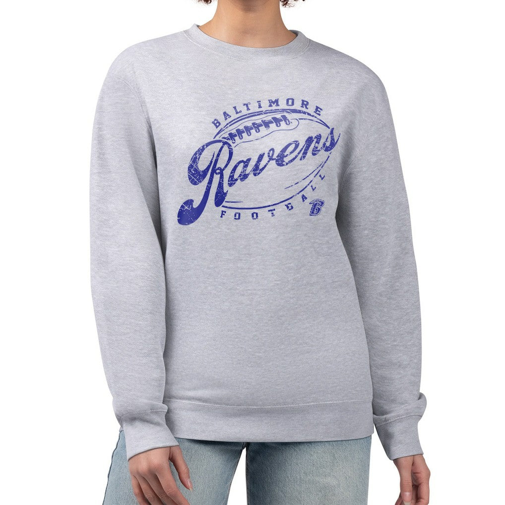 Baltimore Ravens G-III 4Her by Carl Banks Women's Distressed Graphics Fleece Pullover Sweatshirt Gray | NFL