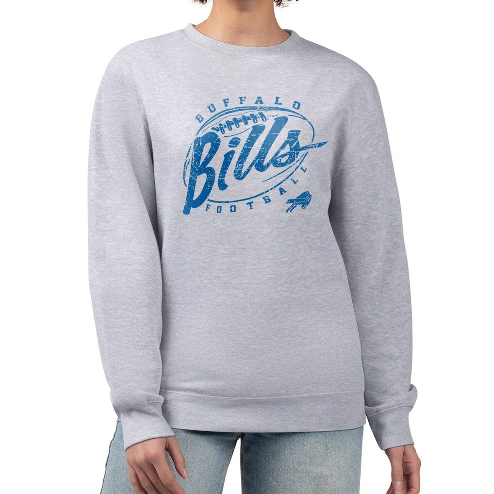 Buffalo Bills G-III 4Her by Carl Banks Women's Distressed Graphics Fleece Pullover Sweatshirt Gray | NFL