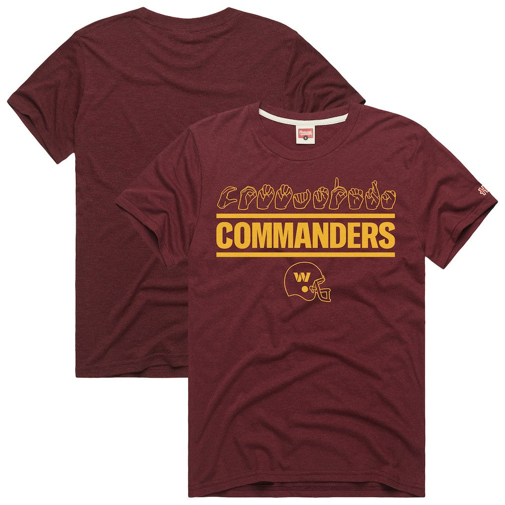 Washington Commanders Homage Unisex NFL ASL Collection by Love Sign Tri-Blend T-Shirt Burgundy | NFL
