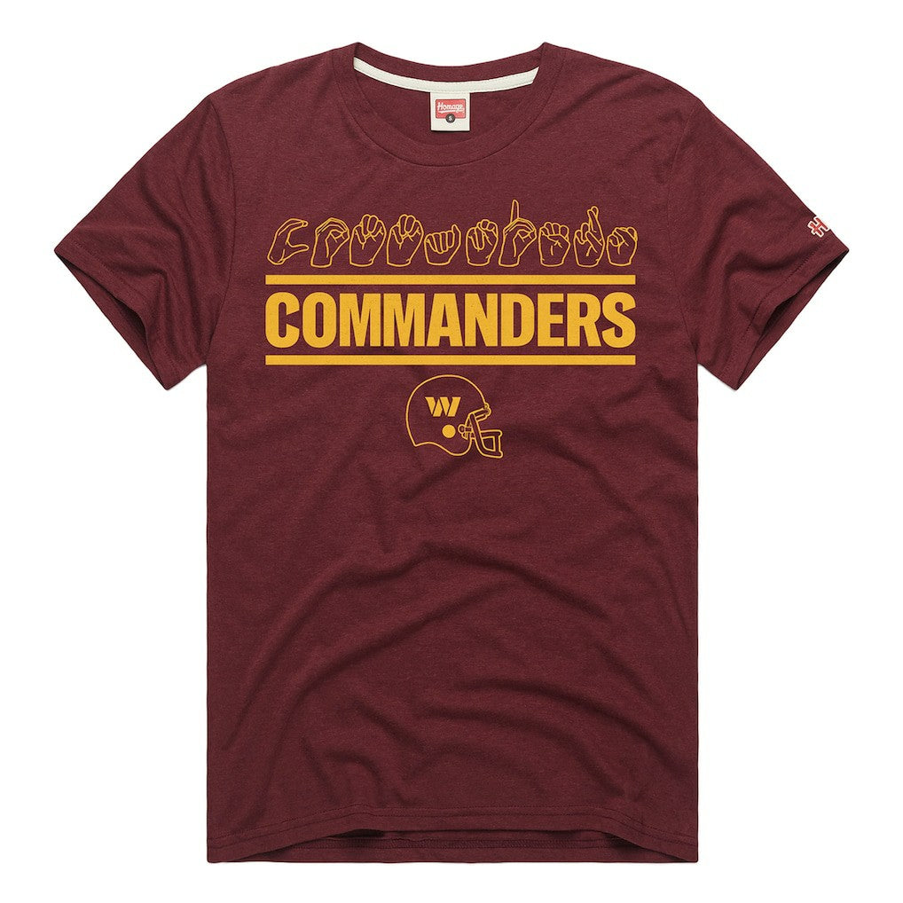 Washington Commanders Homage Unisex NFL ASL Collection by Love Sign Tri-Blend T-Shirt Burgundy | NFL