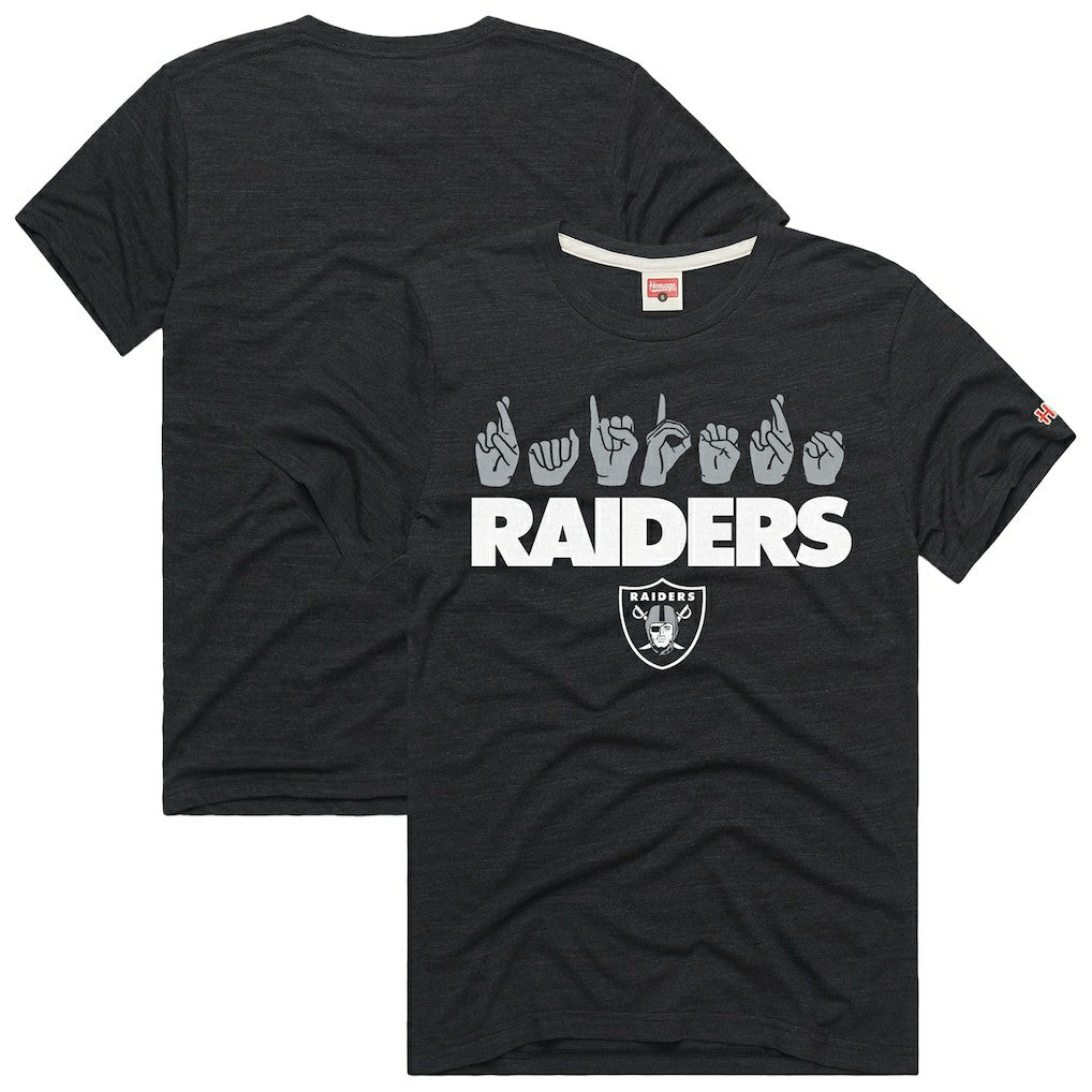 Las Vegas Raiders Homage Unisex NFL ASL Collection by Love Sign Tri-Blend T-Shirt Black | NFL