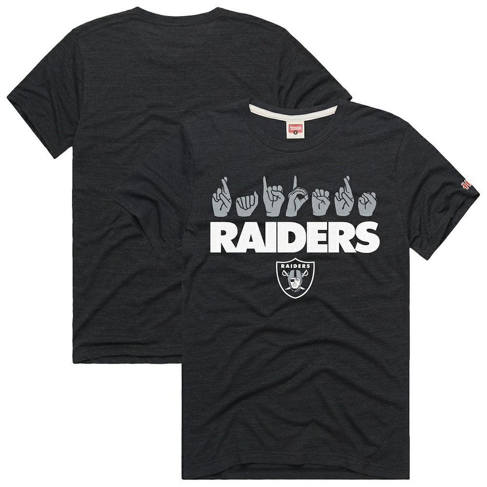 Las Vegas Raiders Homage Unisex NFL ASL Collection by Love Sign Tri-Blend T-Shirt Black | NFL