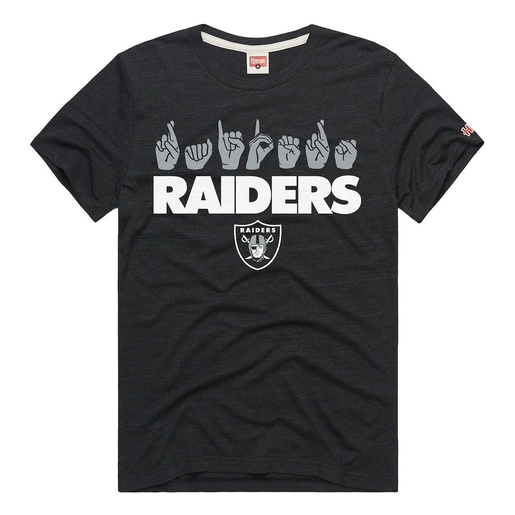 Las Vegas Raiders Homage Unisex NFL ASL Collection by Love Sign Tri-Blend T-Shirt Black | NFL