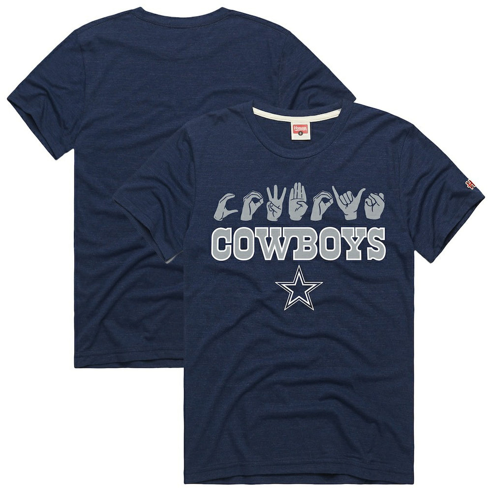 Dallas Cowboys Homage Unisex NFL ASL Collection by Love Sign Tri-Blend T-Shirt Navy | NFL
