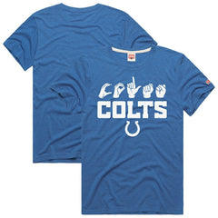 Indianapolis Colts Homage Unisex NFL ASL Collection by Love Sign Tri-Blend T-Shirt Royal | NFL