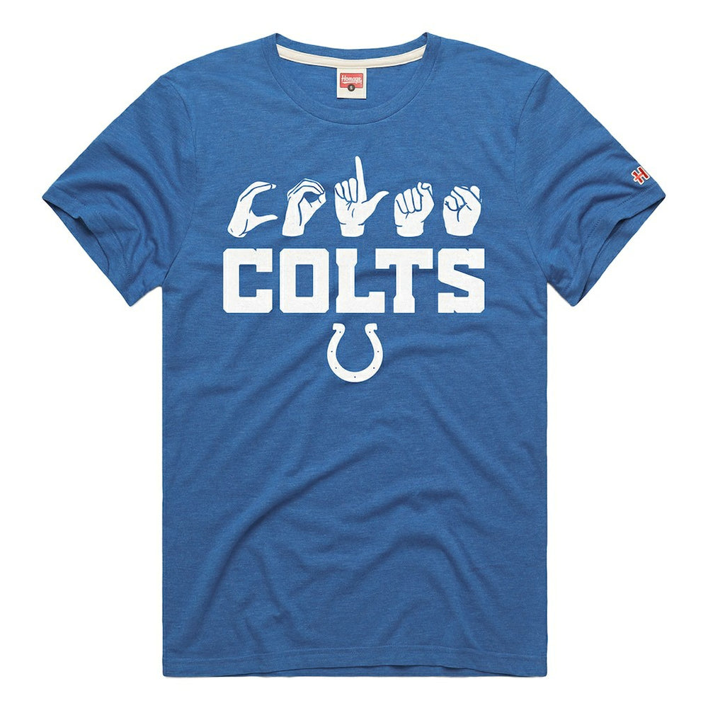 Indianapolis Colts Homage Unisex NFL ASL Collection by Love Sign Tri-Blend T-Shirt Royal | NFL