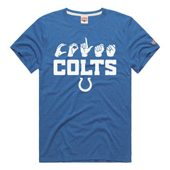 Indianapolis Colts Homage Unisex NFL ASL Collection by Love Sign Tri-Blend T-Shirt Royal | NFL