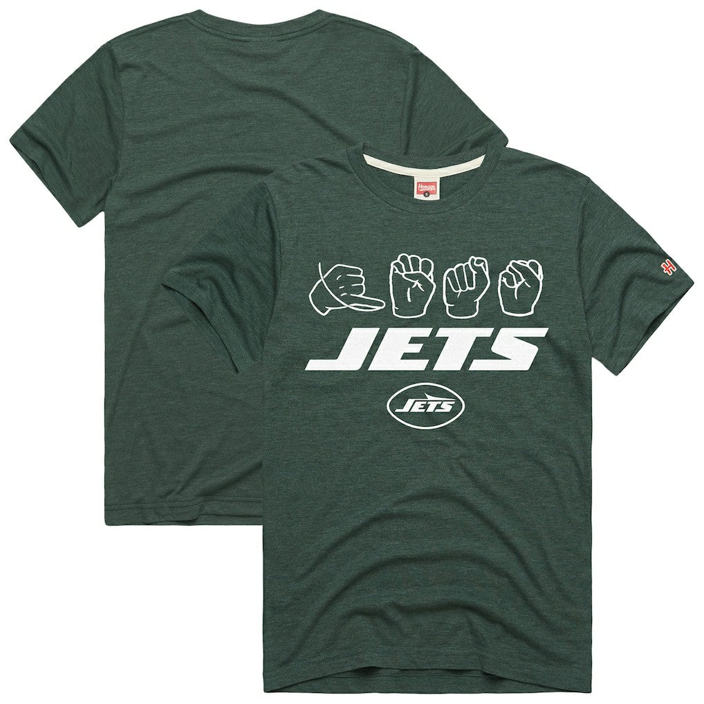 New York Jets Homage Unisex NFL ASL Collection by Love Sign Tri-Blend T-Shirt Green | NFL
