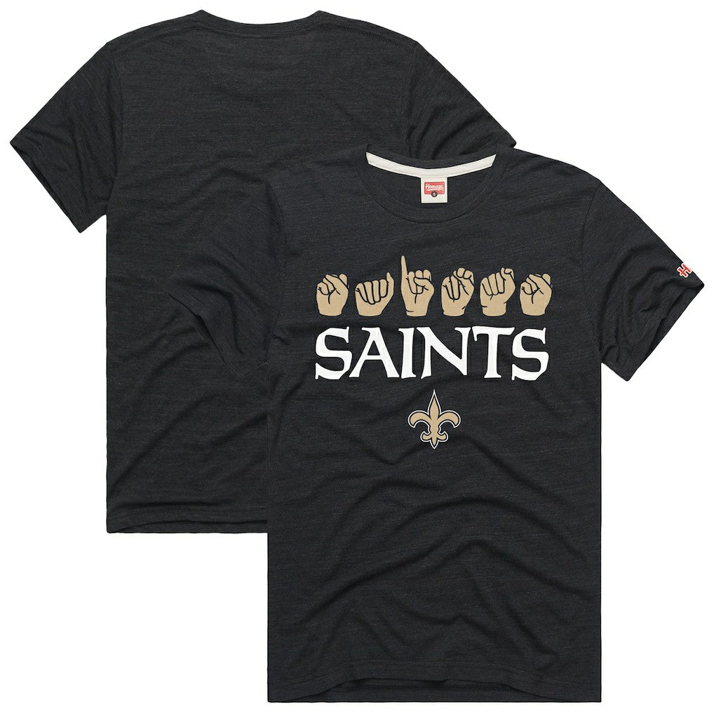 New Orleans Saints Homage Unisex NFL ASL Collection by Love Sign Tri-Blend T-Shirt Black | NFL