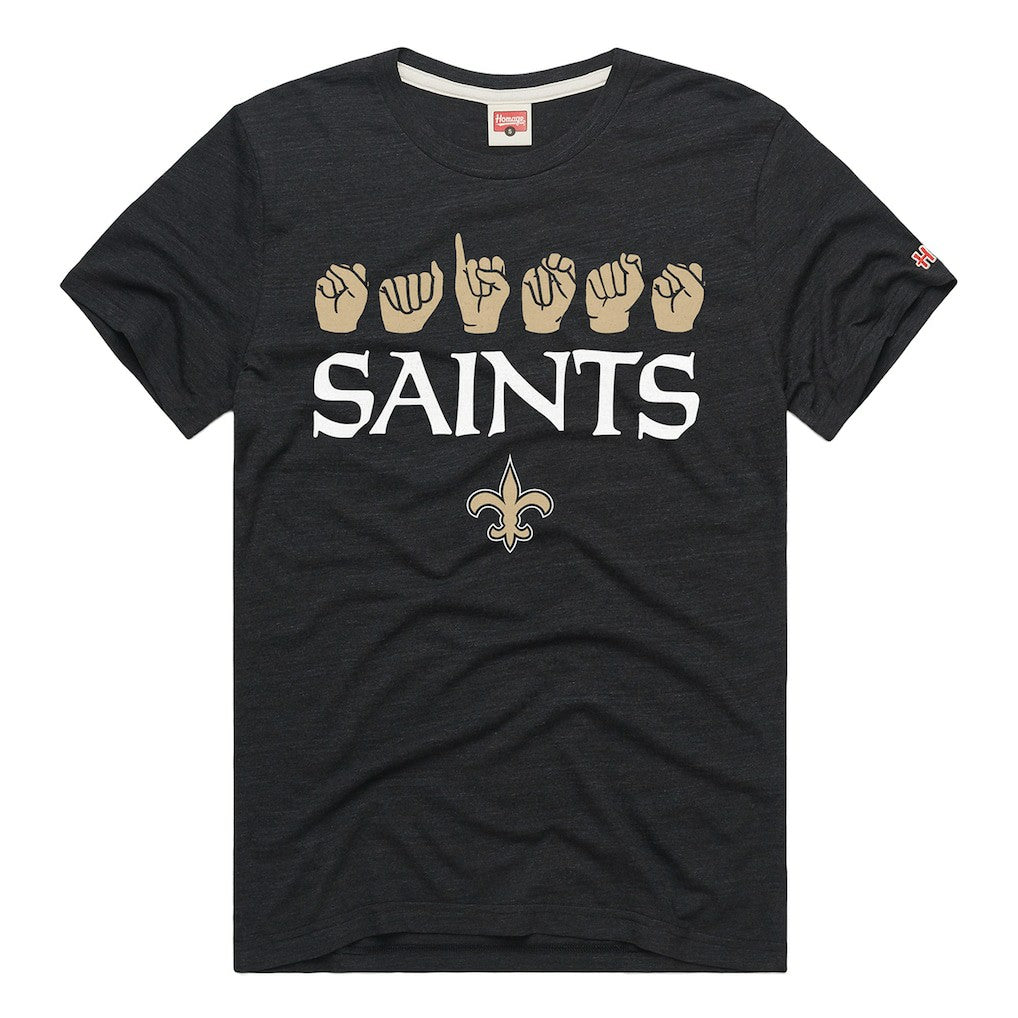 New Orleans Saints Homage Unisex NFL ASL Collection by Love Sign Tri-Blend T-Shirt Black | NFL