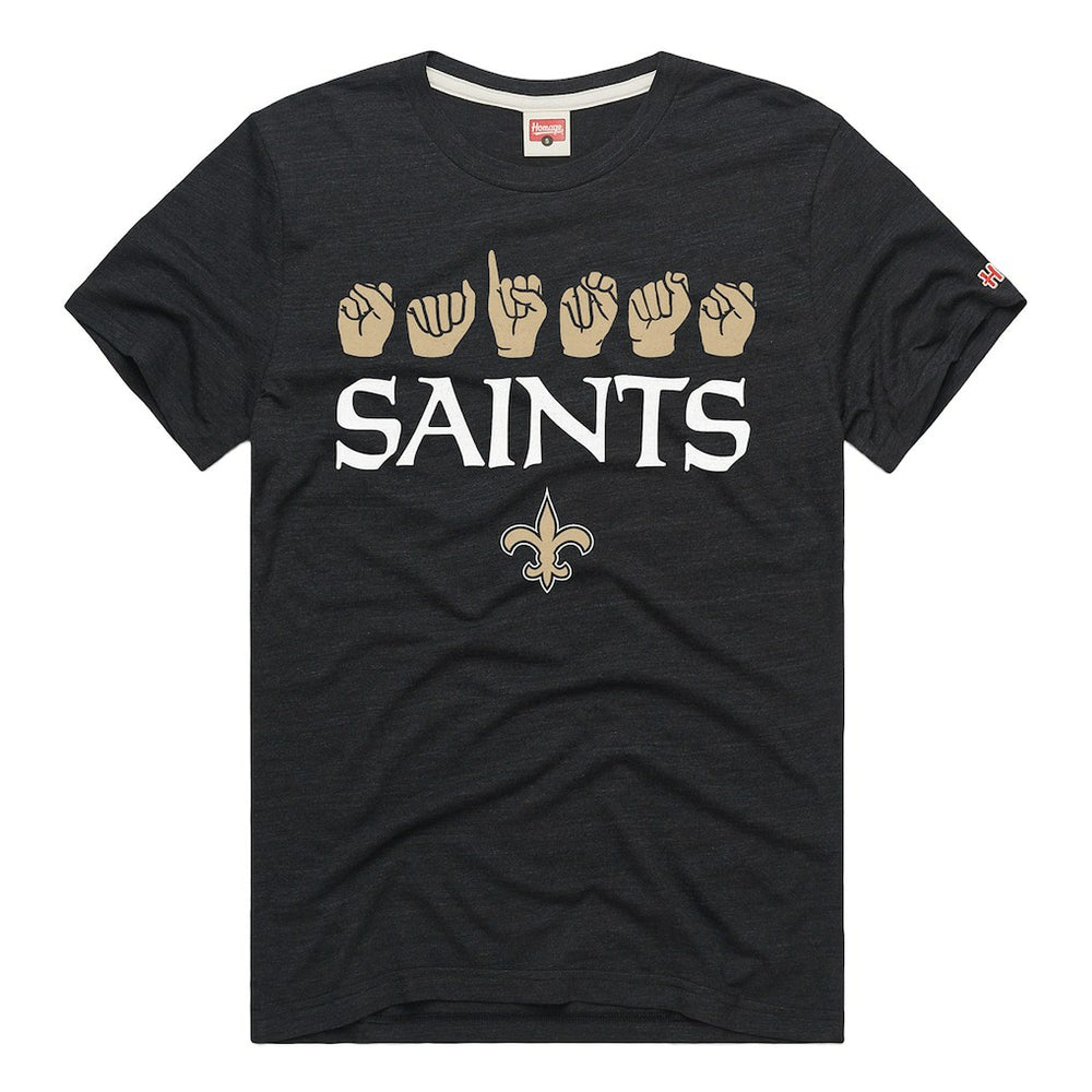 New Orleans Saints Homage Unisex NFL ASL Collection by Love Sign Tri-Blend T-Shirt Black | NFL