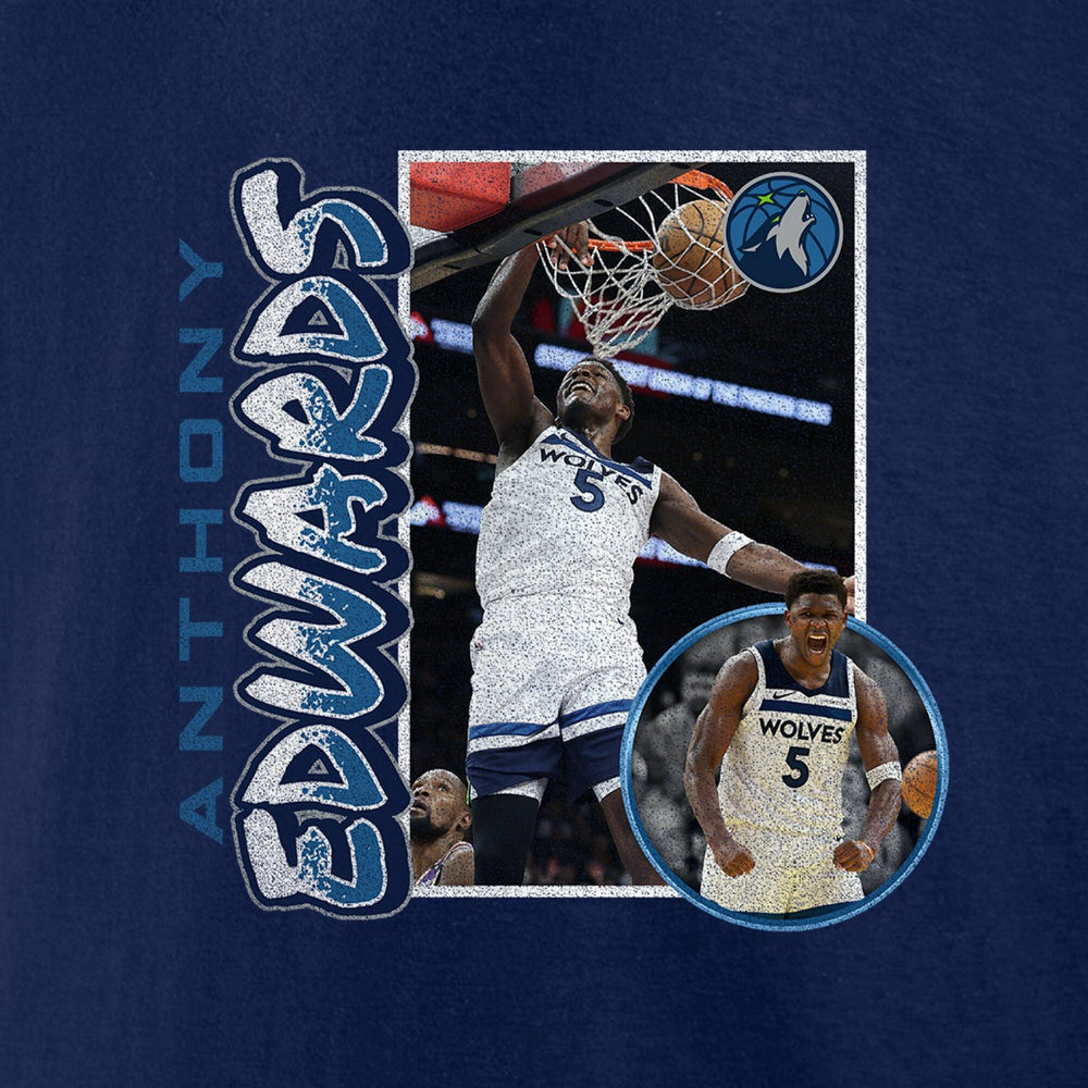 Anthony Edwards Minnesota Timberwolves '90s Player Graphic T-Shirt Navy - NBA