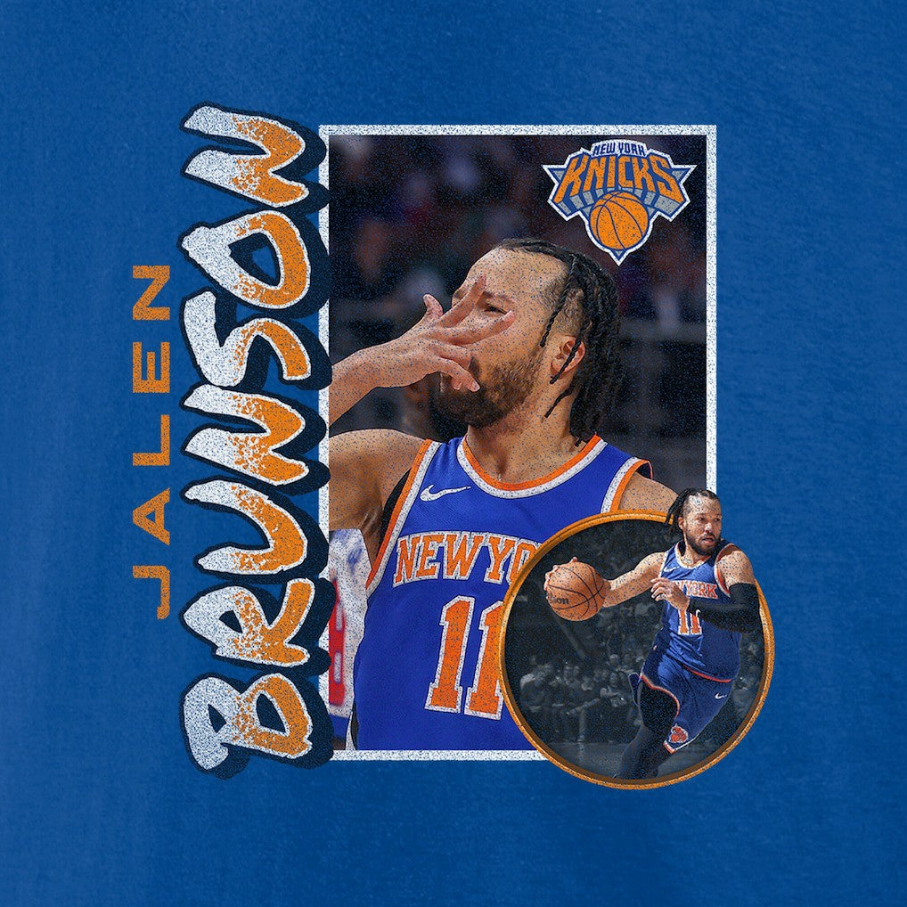 Jalen Brunson New York Knicks '90s Player Graphic T-Shirt Blue - NBA