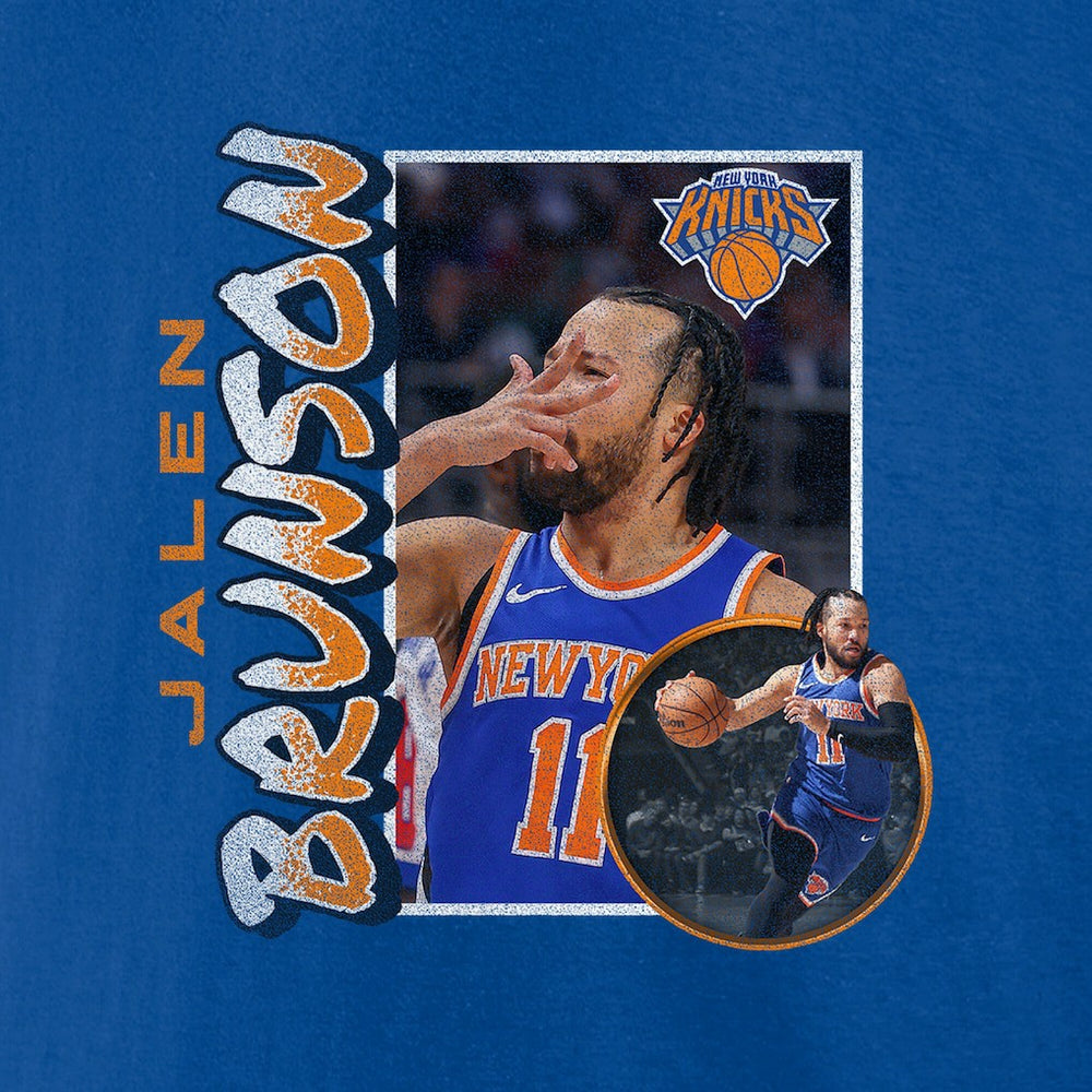 Jalen Brunson New York Knicks '90s Player Graphic T-Shirt Blue - NBA