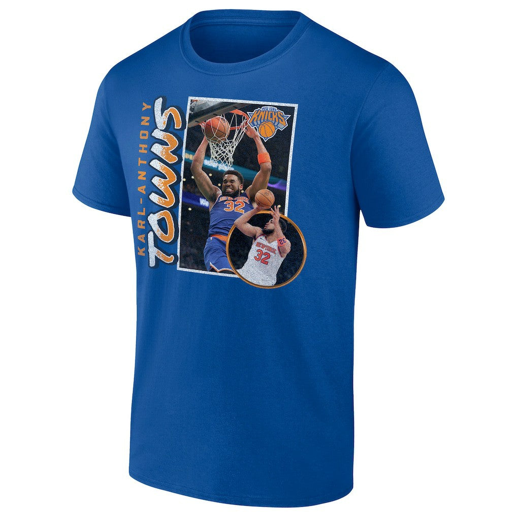 Karl-Anthony Towns New York Knicks '90s Player Graphic T-Shirt Blue - NBA