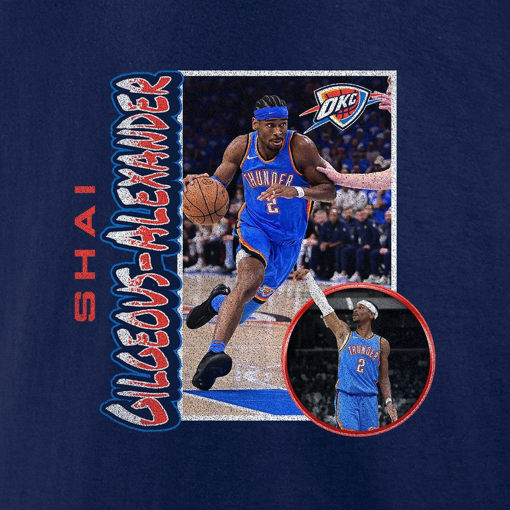 Shai Gilgeous-Alexander Oklahoma City Thunder '90s Player Graphic T-Shirt Navy - NBA