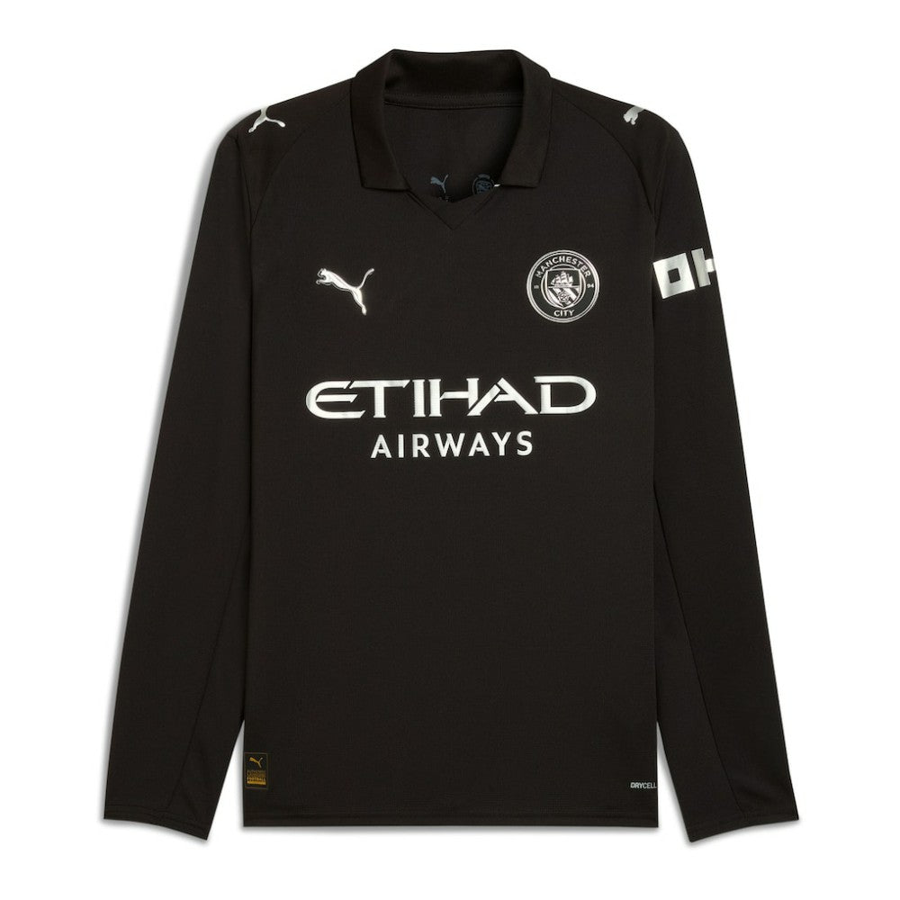 Manchester City 2025/26 Away Replica Long Sleeve Custom Jersey Black | Puma cheap