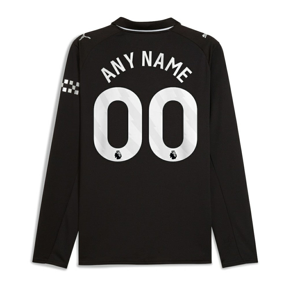 Manchester City 2025/26 Away Replica Long Sleeve Custom Jersey Black | Puma cheap