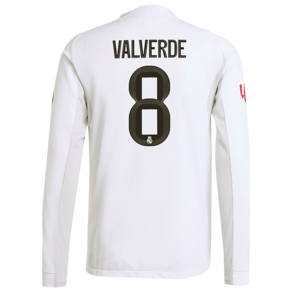 Federico Valverde Real Madrid 2025/26 Home Long Sleeve Jersey White | Adidas cheap