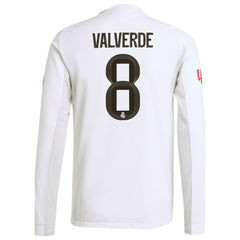 Federico Valverde Real Madrid 2025/26 Home Long Sleeve Jersey White | Adidas cheap