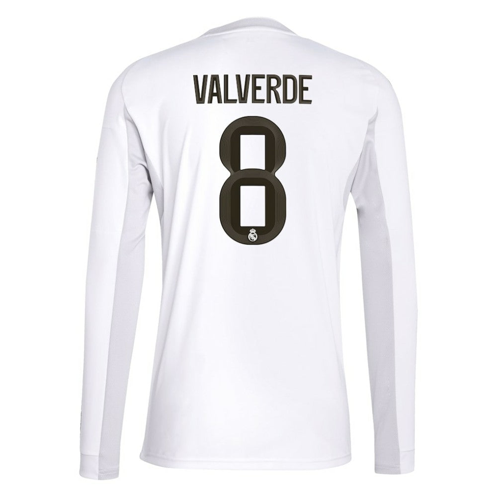 Federico Valverde Real Madrid 2025/26 Home Replica Long Sleeve Jersey White | Adidas discount