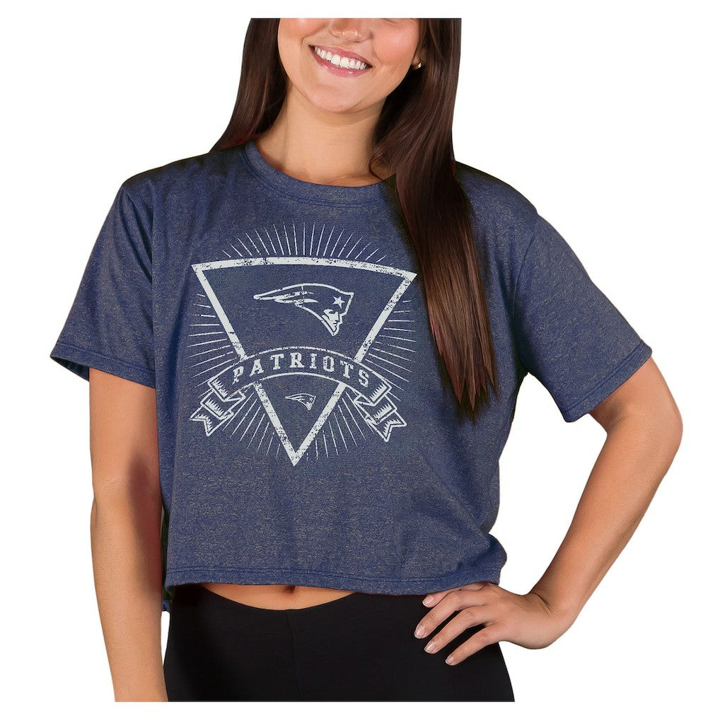 New England Patriots Concepts Sport Women's Quest Knit Crop Top Navy | NFL