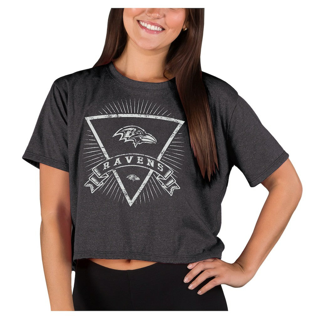 Baltimore Ravens Concepts Sport Women's Quest Knit Crop Top Charcoal | NFL