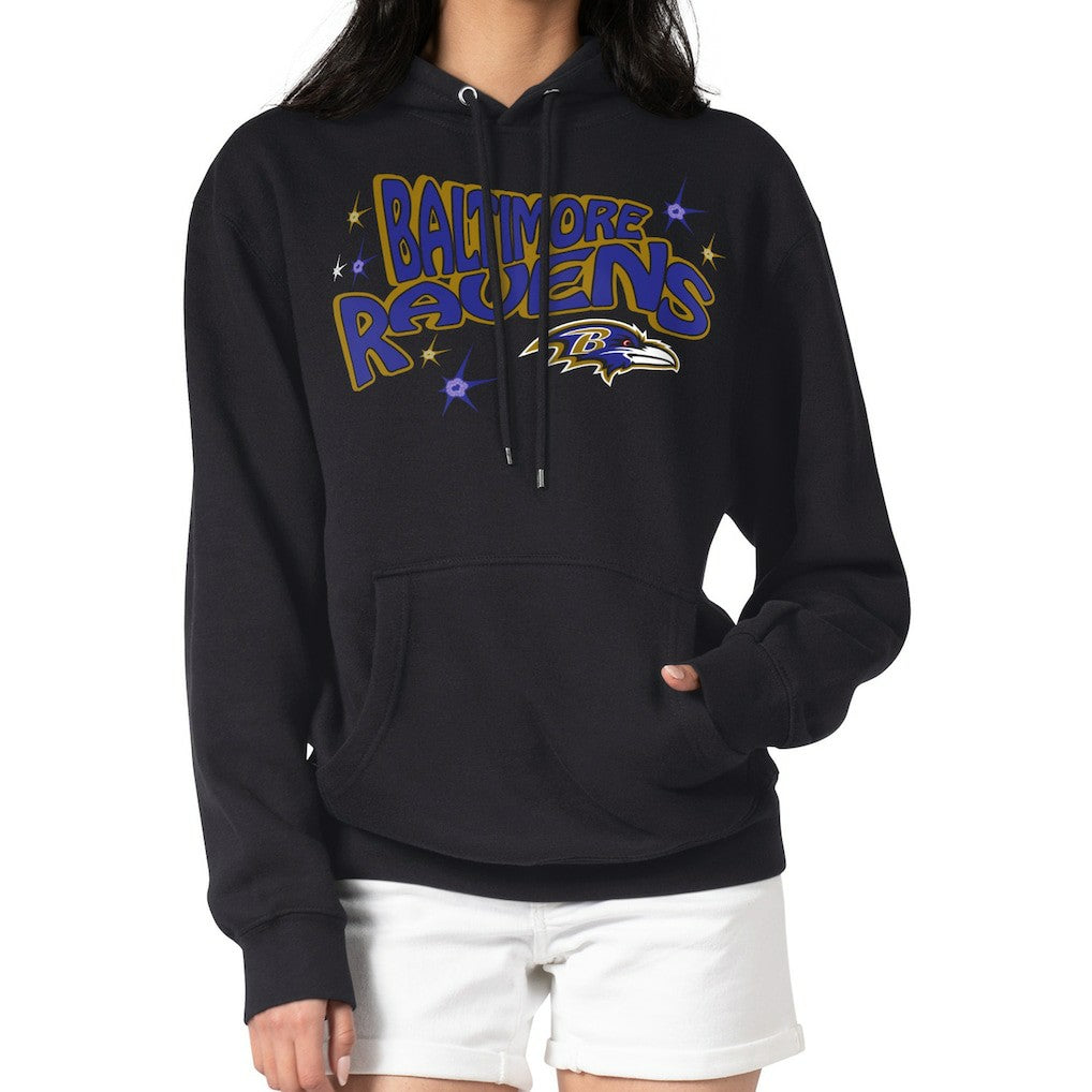 Baltimore Ravens Starter Women's Fireworks Fleece Pullover Hoodie Black | NFL