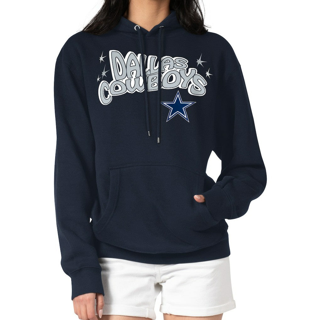 Dallas Cowboys Starter Women's Fireworks Fleece Pullover Hoodie Navy | NFL