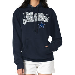 Dallas Cowboys Starter Women's Fireworks Fleece Pullover Hoodie Navy | NFL