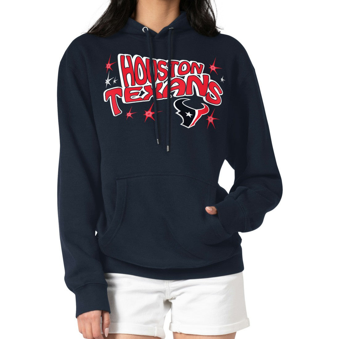 Houston Texans Starter Women's Fireworks Fleece Pullover Hoodie Navy | NFL