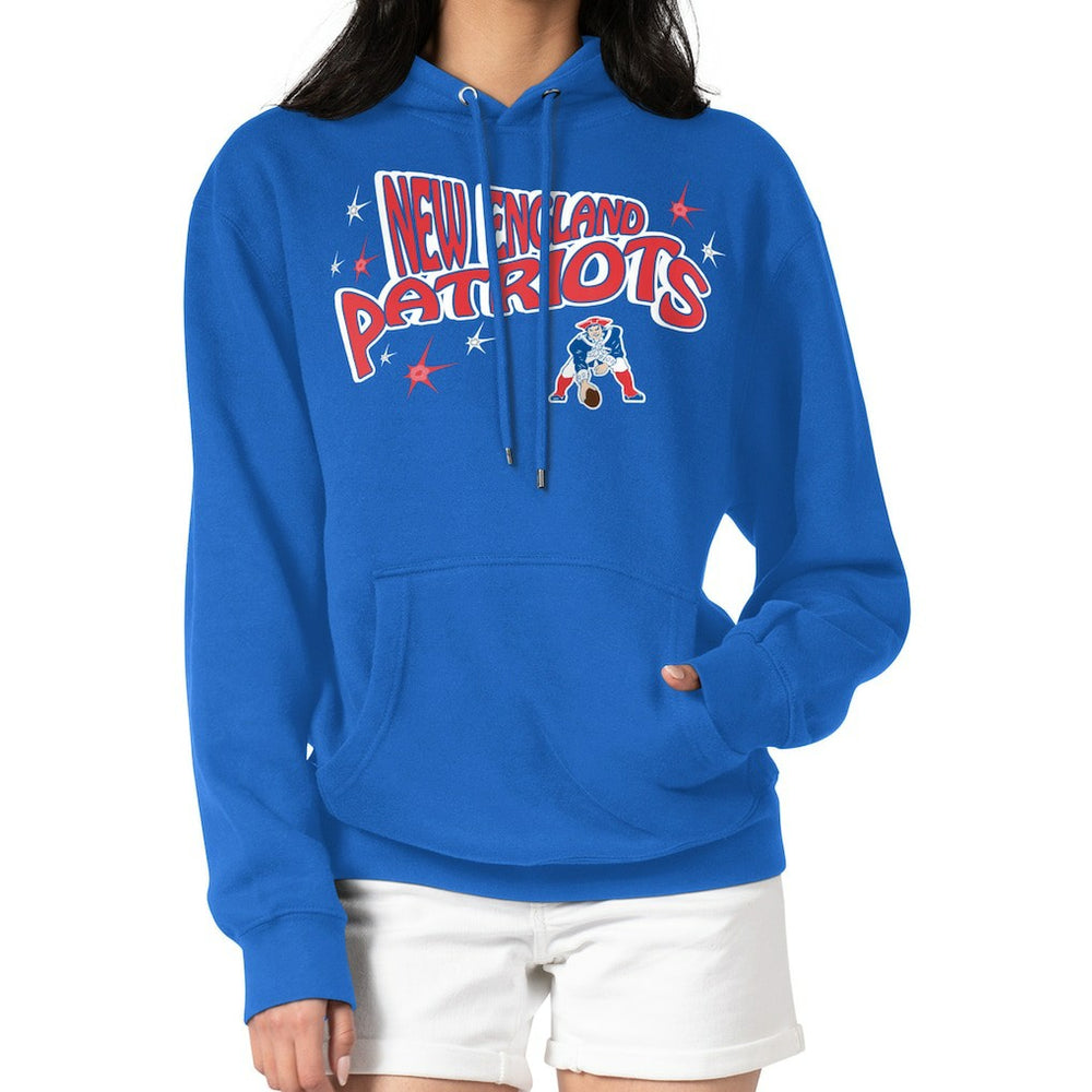 New England Patriots Starter Women's Fireworks Fleece Pullover Hoodie Royal | NFL
