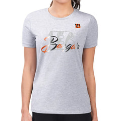 Cincinnati Bengals G-III 4Her by Carl Banks Women's Super-Slim Fit Lightweight Shadow Logo T-Shirt Gray | NFL