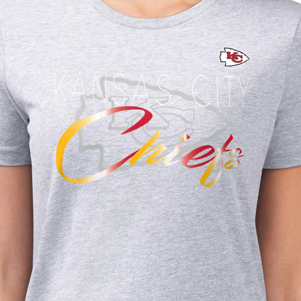 Kansas City Chiefs G-III 4Her by Carl Banks Women's Super-Slim Fit Lightweight Shadow Logo T-Shirt Gray | NFL