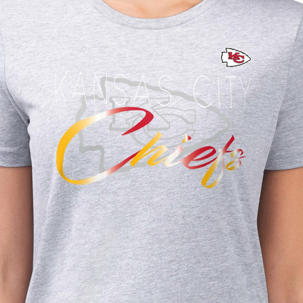 Kansas City Chiefs G-III 4Her by Carl Banks Women's Super-Slim Fit Lightweight Shadow Logo T-Shirt Gray | NFL