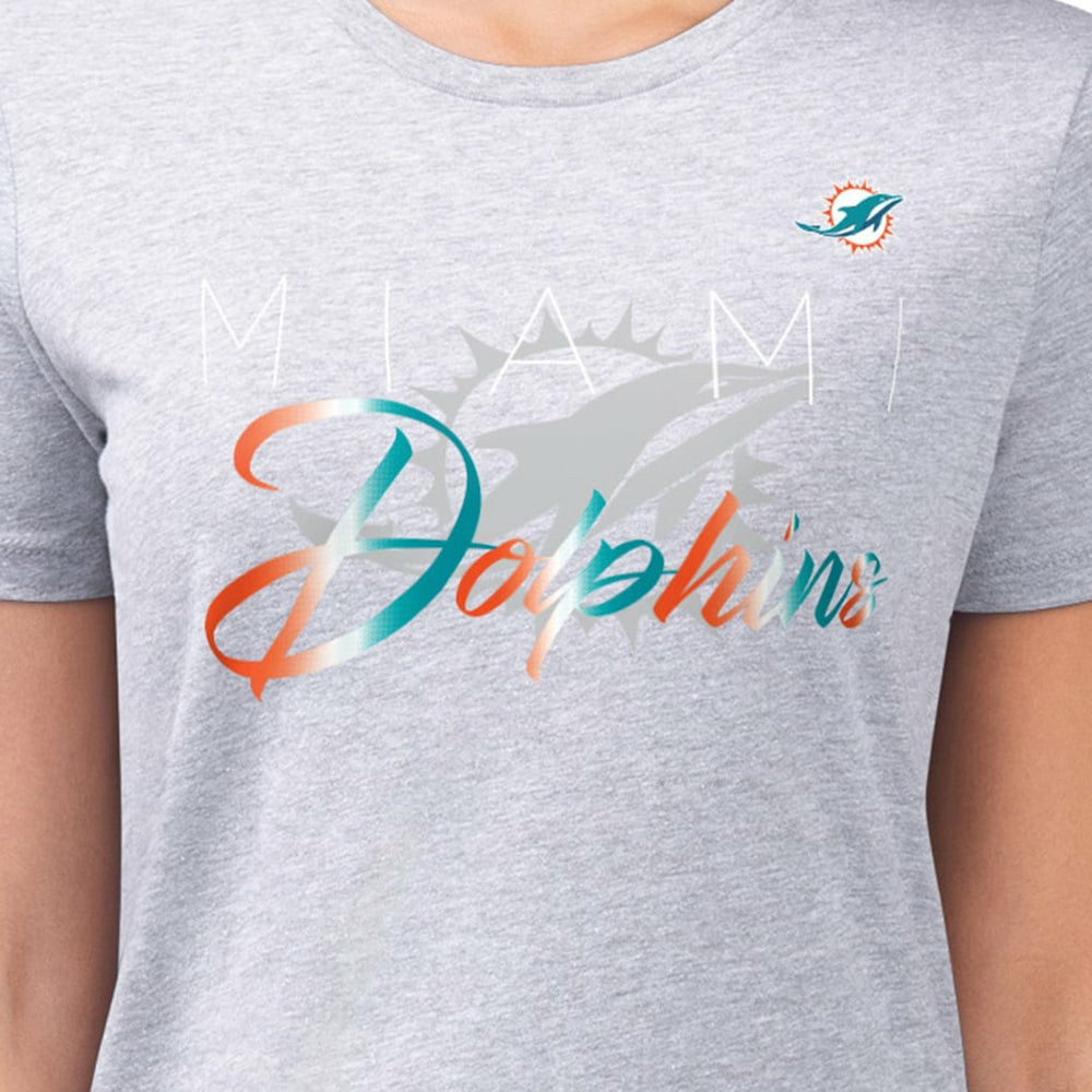 Miami Dolphins G-III 4Her by Carl Banks Women's Super-Slim Fit Lightweight Shadow Logo T-Shirt Gray | NFL