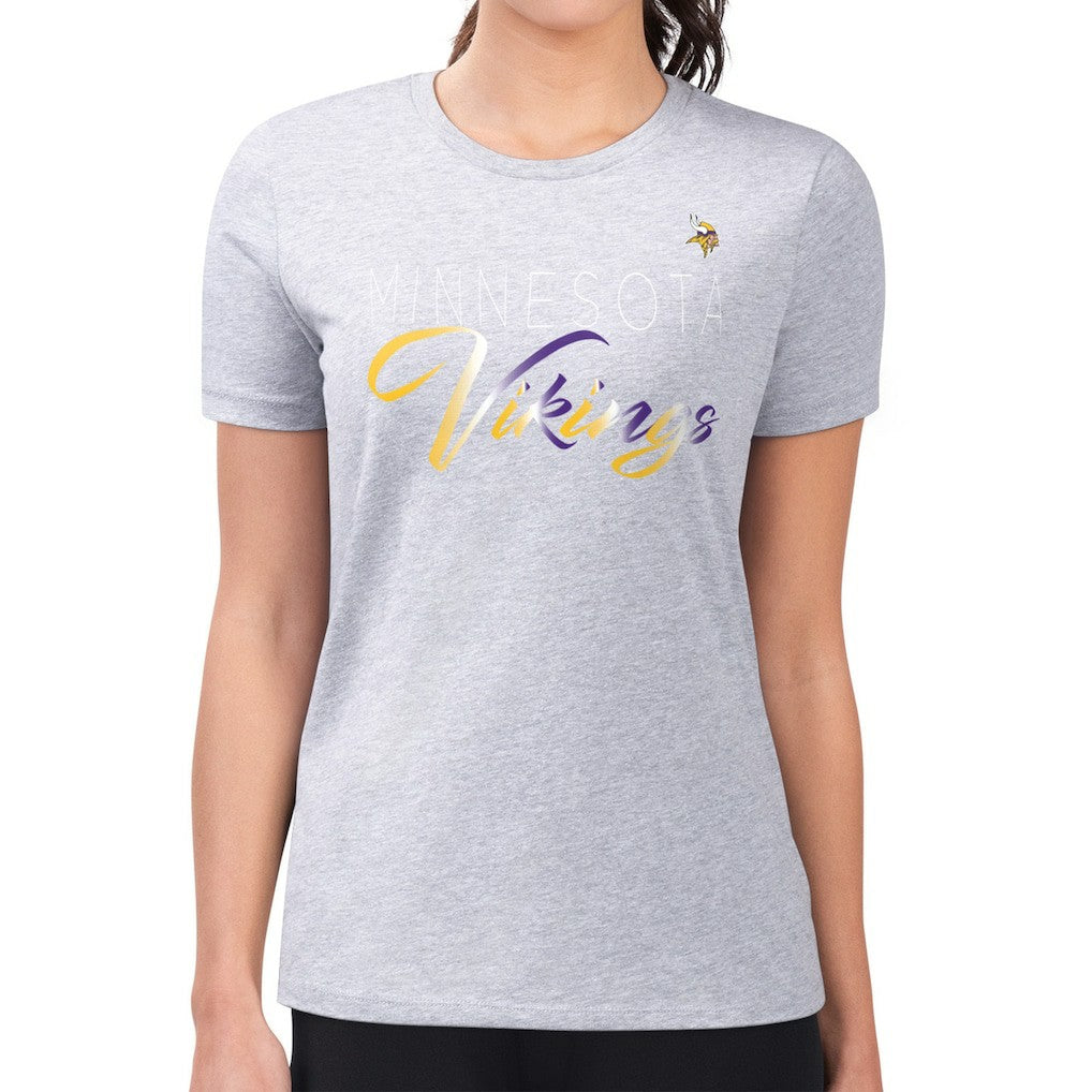 Minnesota Vikings G-III 4Her by Carl Banks Women's Super-Slim Fit Lightweight Shadow Logo T-Shirt Gray | NFL