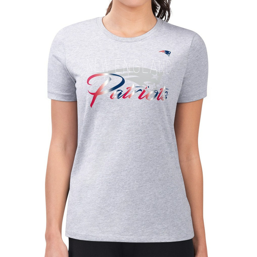 New England Patriots G-III 4Her by Carl Banks Women's Super-Slim Fit Lightweight Shadow Logo T-Shirt Gray | NFL