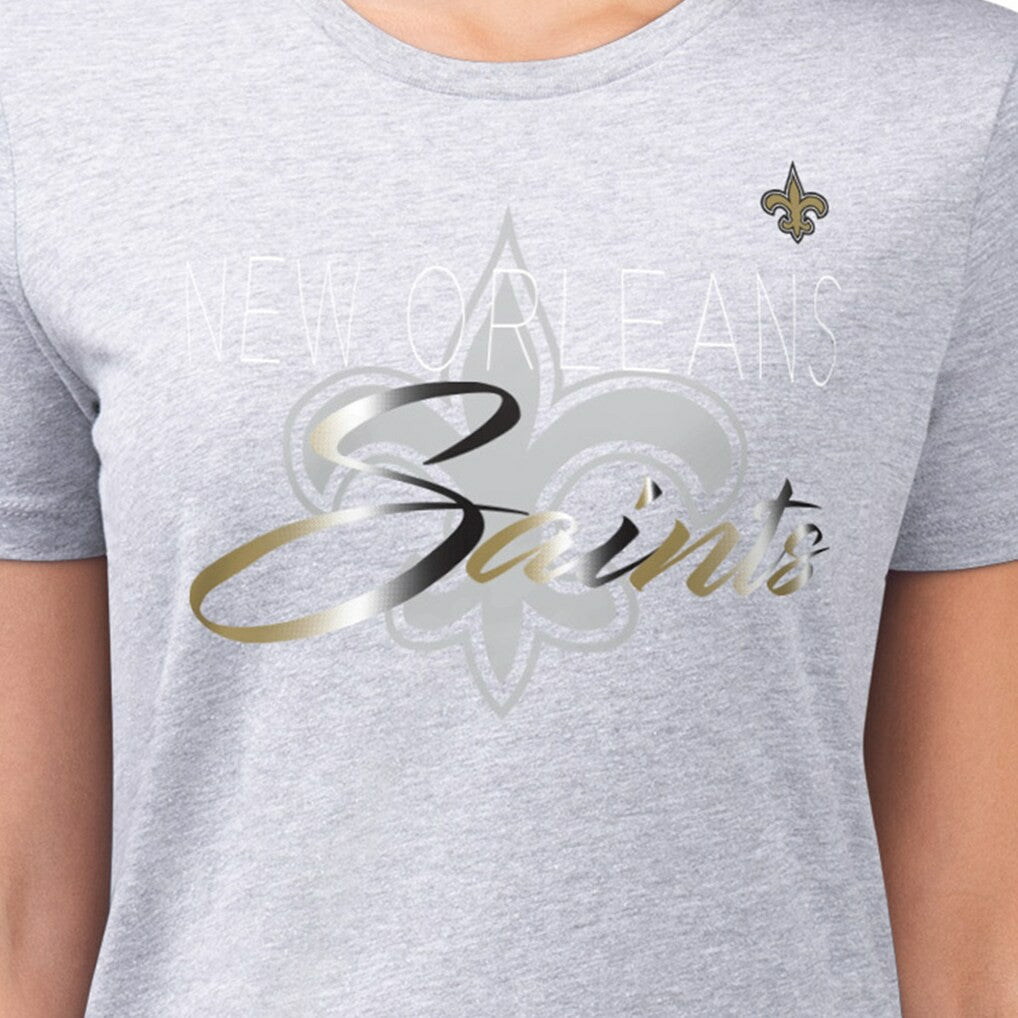 New Orleans Saints G-III 4Her by Carl Banks Women's Super-Slim Fit Lightweight Shadow Logo T-Shirt Gray | NFL