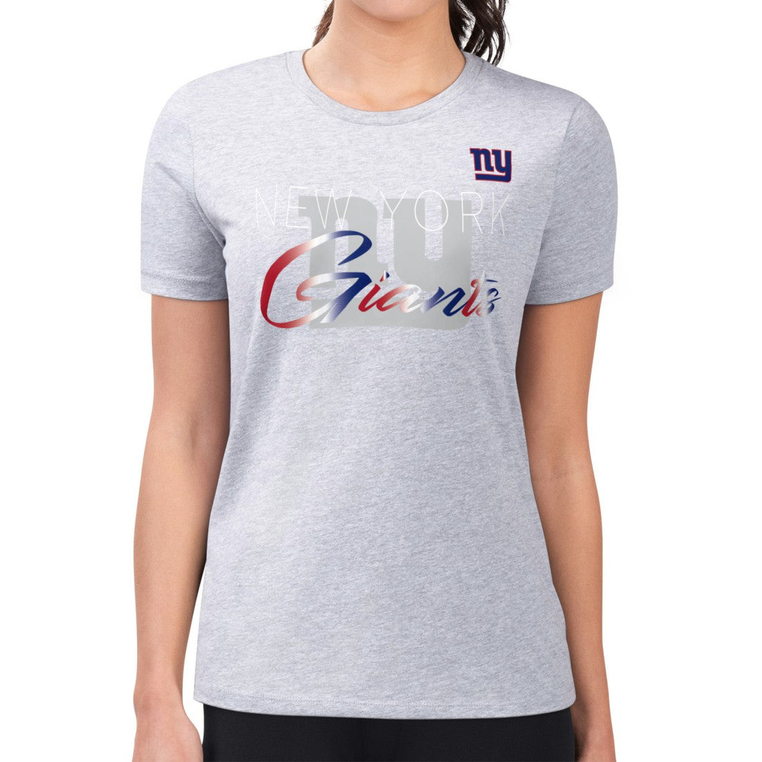 New York Giants G-III 4Her by Carl Banks Women's Super-Slim Fit Lightweight Shadow Logo T-Shirt Gray | NFL