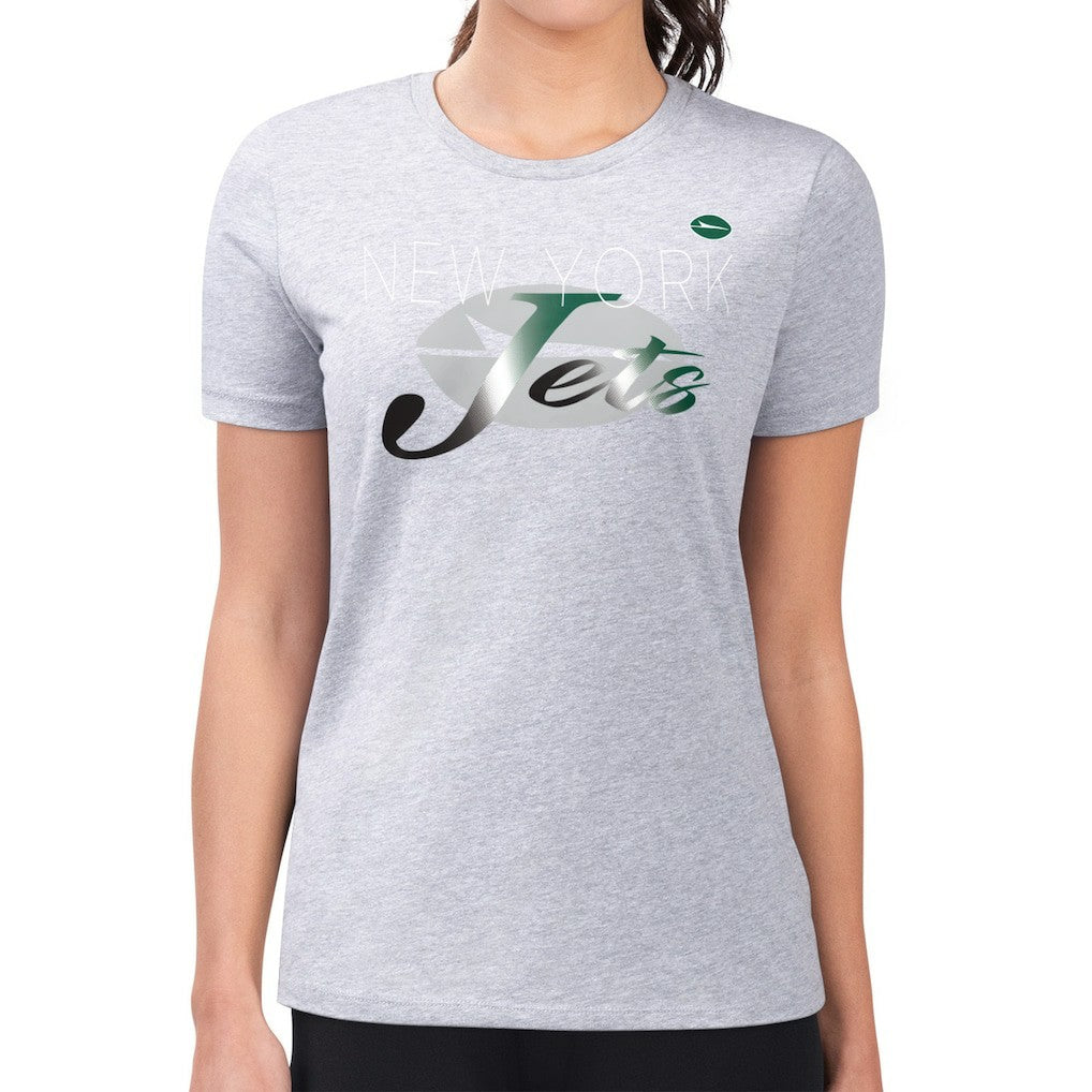 New York Jets G-III 4Her by Carl Banks Women's Super-Slim Fit Lightweight Shadow Logo T-Shirt Gray | NFL