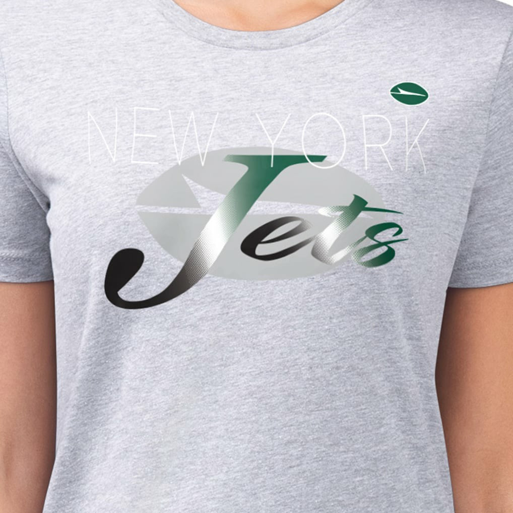 New York Jets G-III 4Her by Carl Banks Women's Super-Slim Fit Lightweight Shadow Logo T-Shirt Gray | NFL