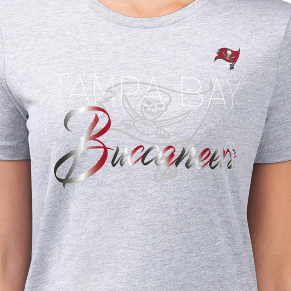 Tampa Bay Buccaneers G-III 4Her by Carl Banks Women's Super-Slim Fit Lightweight Shadow Logo T-Shirt Gray | NFL
