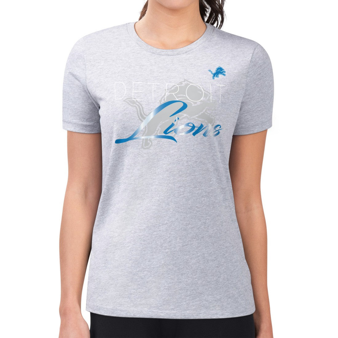 Detroit Lions G-III 4Her by Carl Banks Women's Super-Slim Fit Lightweight Shadow Logo T-Shirt Gray | NFL