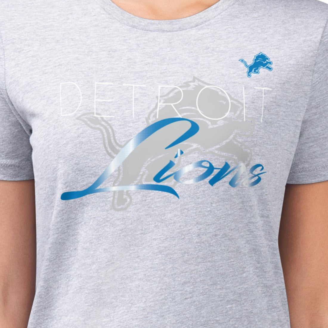 Detroit Lions G-III 4Her by Carl Banks Women's Super-Slim Fit Lightweight Shadow Logo T-Shirt Gray | NFL