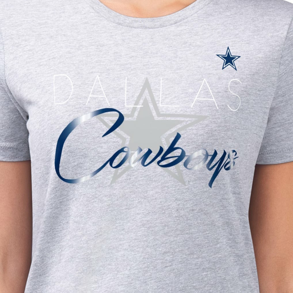 Dallas Cowboys G-III 4Her by Carl Banks Women's Super-Slim Fit Lightweight Shadow Logo T-Shirt Gray | NFL