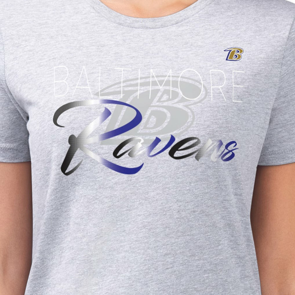 Baltimore Ravens G-III 4Her by Carl Banks Women's Super-Slim Fit Lightweight Shadow Logo T-Shirt Gray | NFL
