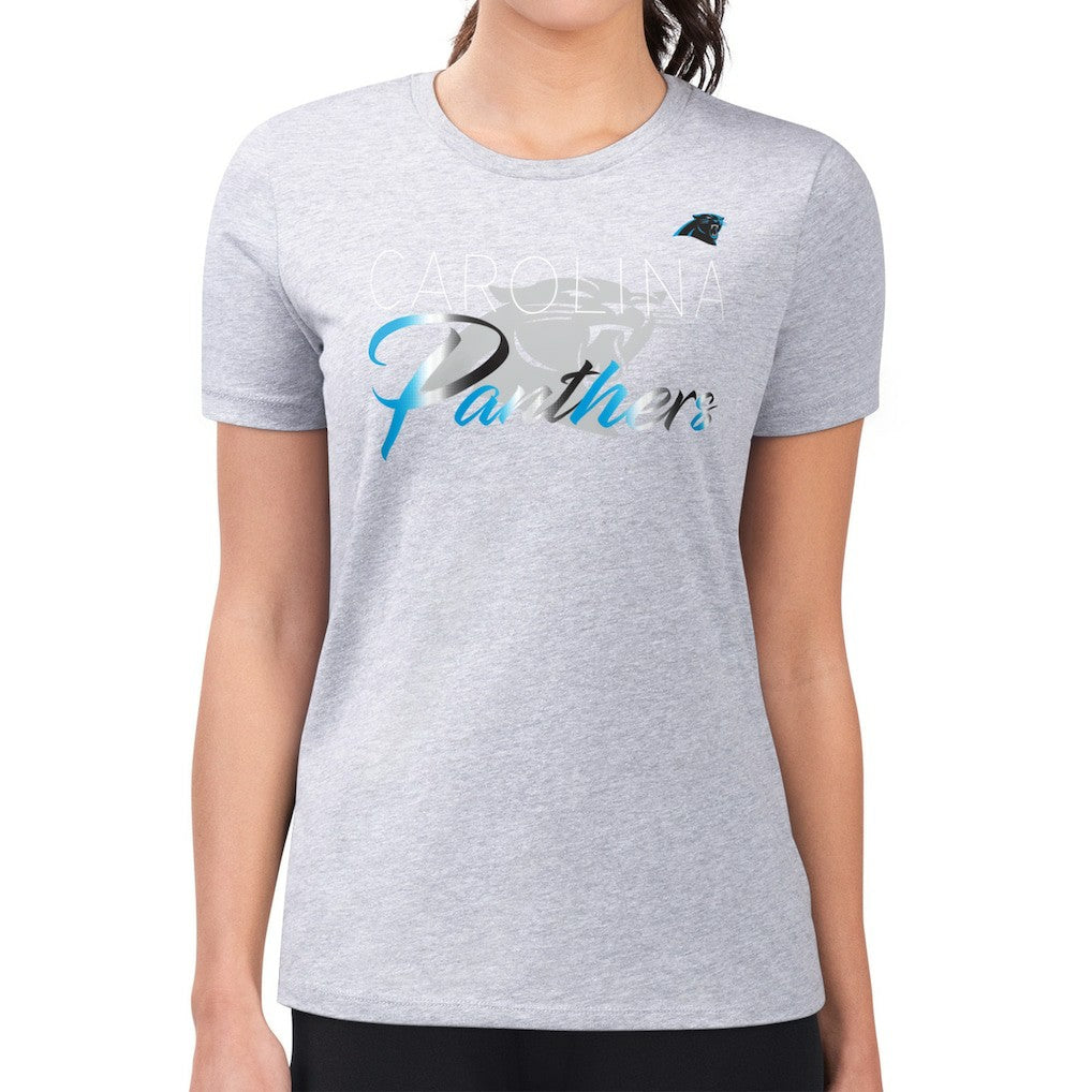 Carolina Panthers G-III 4Her by Carl Banks Women's Super-Slim Fit Lightweight Shadow Logo T-Shirt Gray | NFL