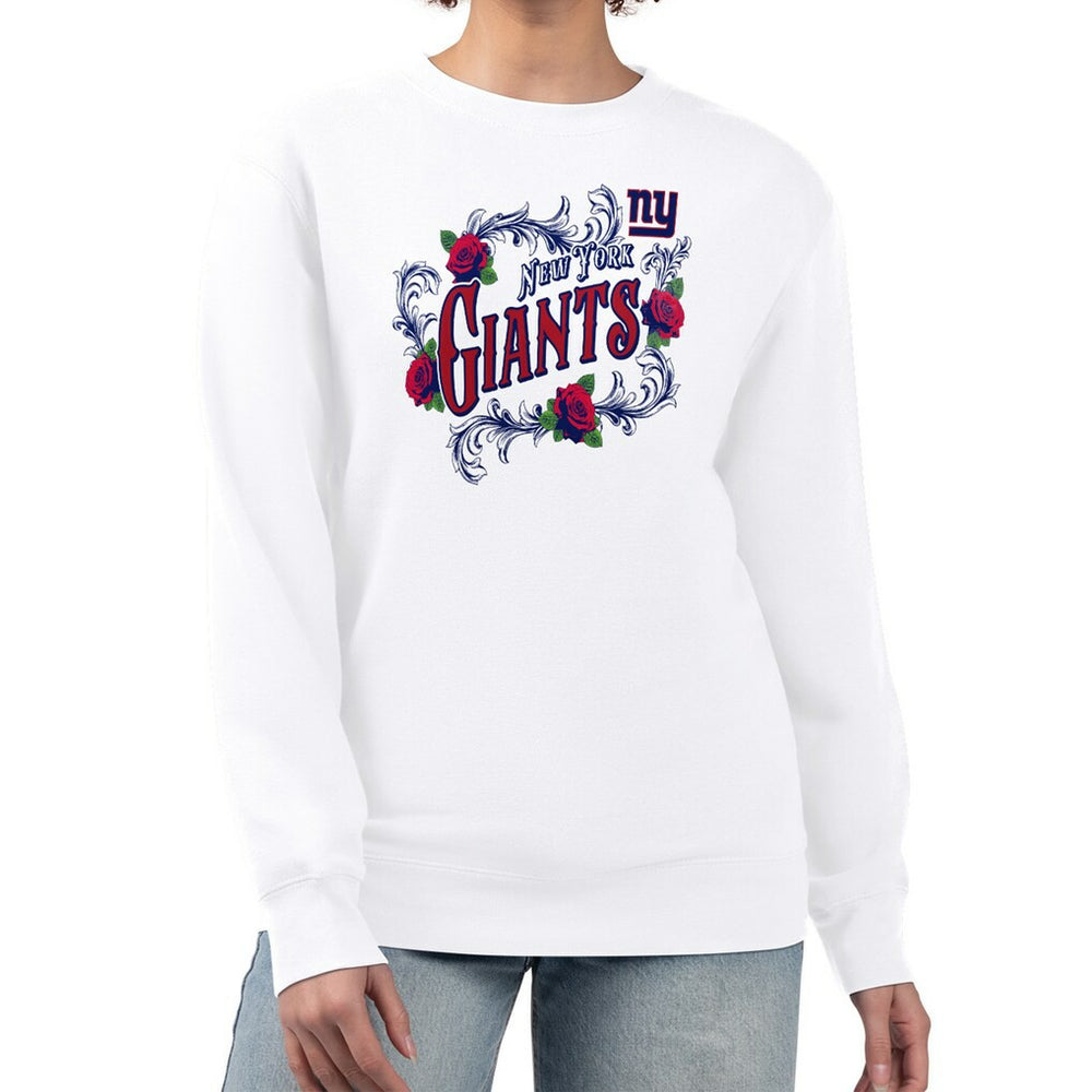 New York Giants G-III 4Her by Carl Banks Women's Roses Fleece Tri-Blend Pullover Sweatshirt White | NFL